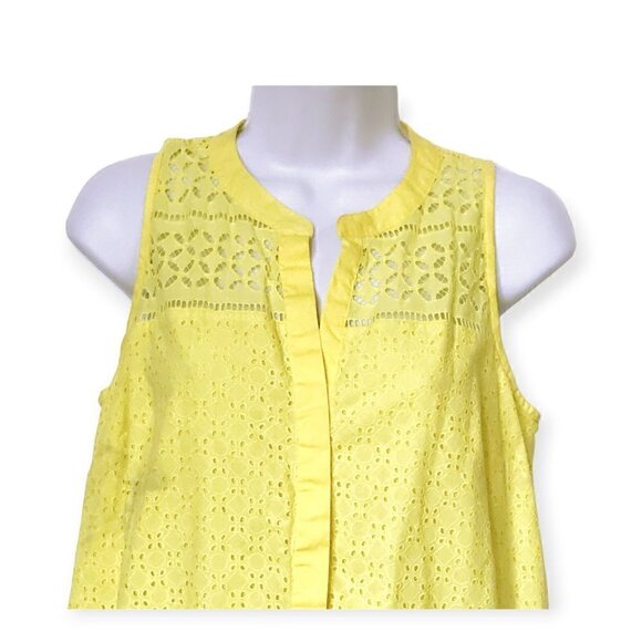 Loft yellow cotton eyelet sheath dress, size 8P - Picture 4 of 12